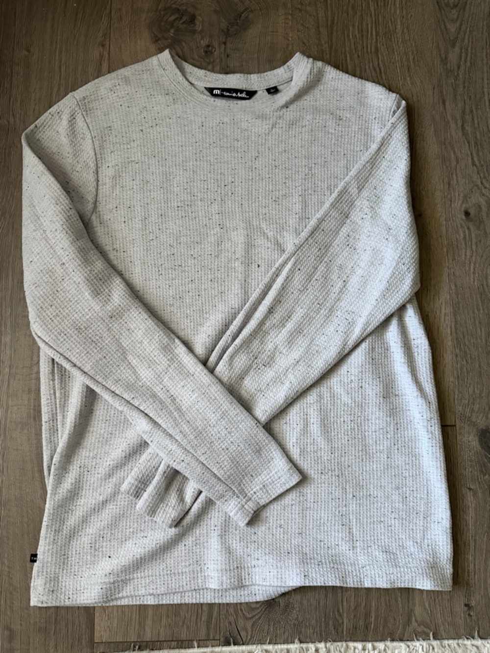 Travis Mathew Men's Lightweight Waffle Knit Long Sleeve Tee in Oatmeal